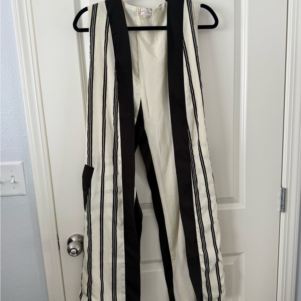 Stylish Black and White Striped Jumpsuit